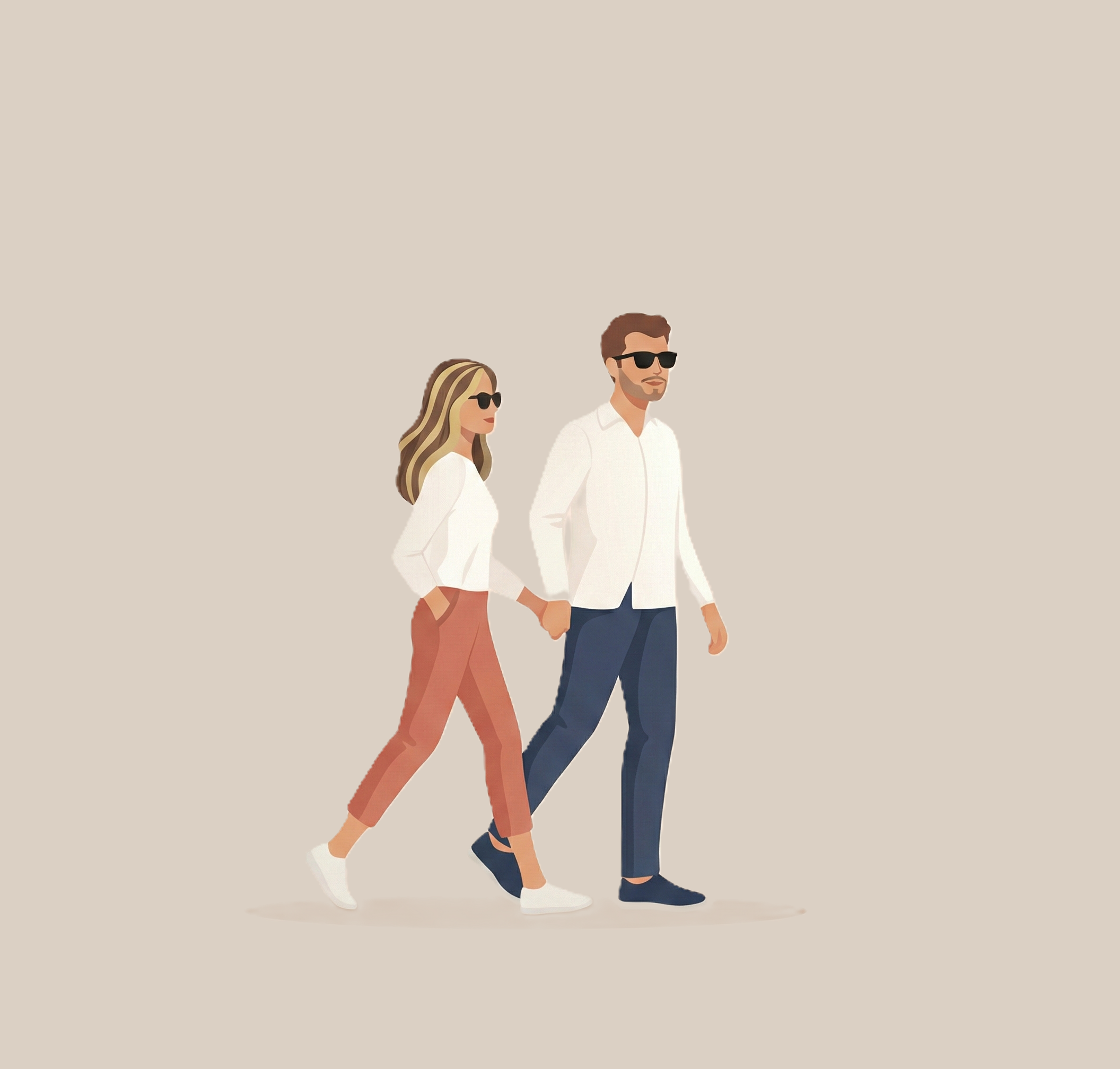 Minimalist Illustration of María and Román